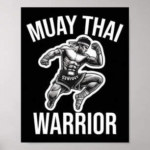 Poster Muay Thai Warrior Boxing Lutando Artes Marciais Co