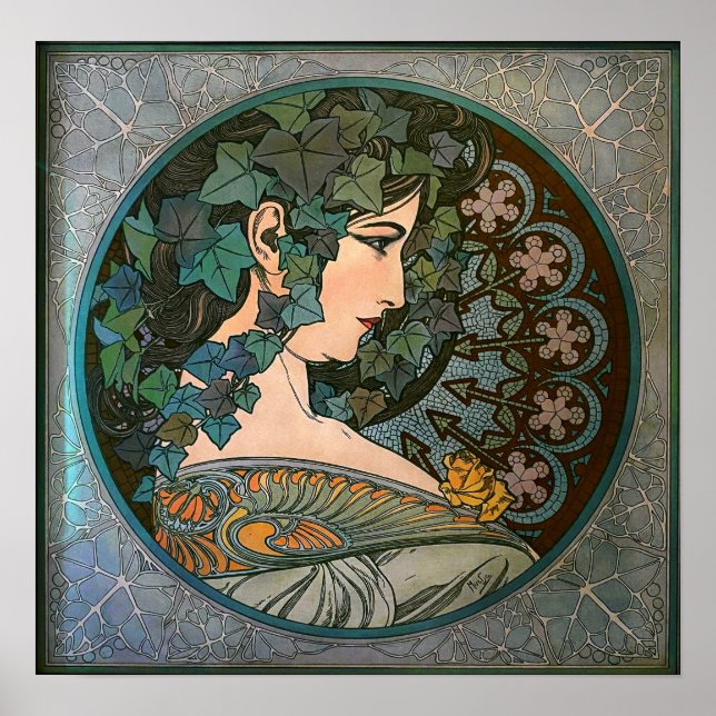Poster Mucha - Art Nouveau Ivy (Frente)
