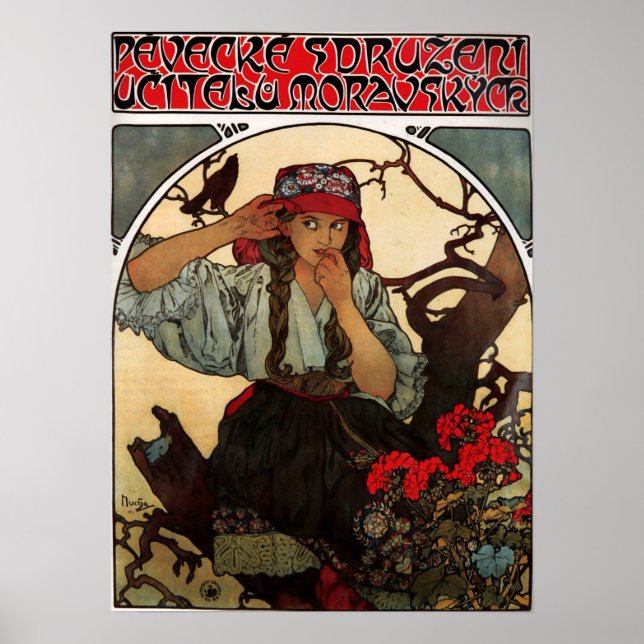 Poster Mucha - Coro de Professores da Morávia 1911 (Frente)