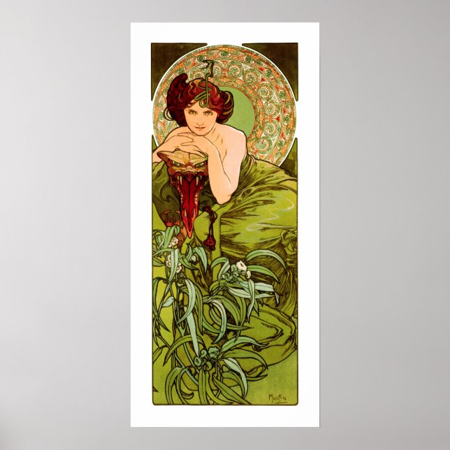 Poster Mucha - Emerald - da série "Preciosos Pedras (Frente)