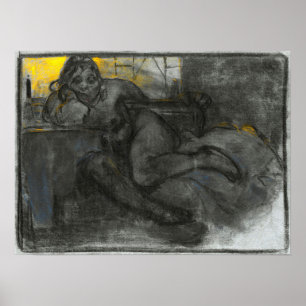 Poster Mucha - Estudo De Uma Mulher