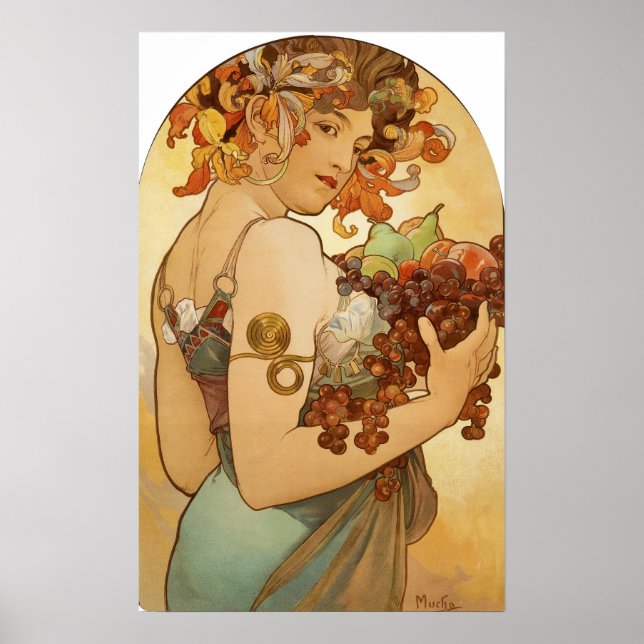 Poster Mucha - Fruta (Frente)