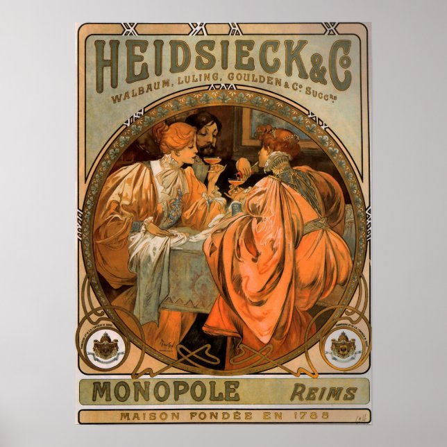Poster Mucha - Heidsieck E Co 1901 (Frente)