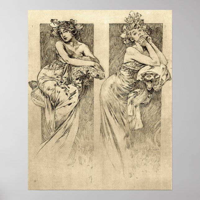 Poster Mucha - Ilustrações Mulheres 1901 (Frente)