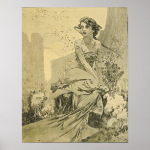 Poster Mucha - Outubro Cocorico
