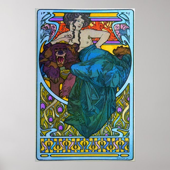 Poster Mucha - Painel de Mulheres 1901 (Frente)
