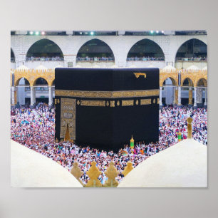 Poster Muçulmano Hajj Mubarak Santa Kaaba Meca Arábia Sau