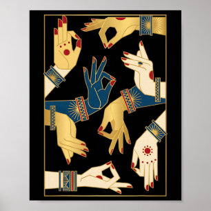Poster Mudras de Dança Clássica Indiana Bharatanatyam Esp