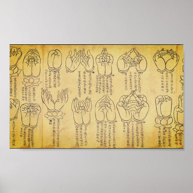 Poster Mudras (rolagem japonesa do século 12) (Frente)