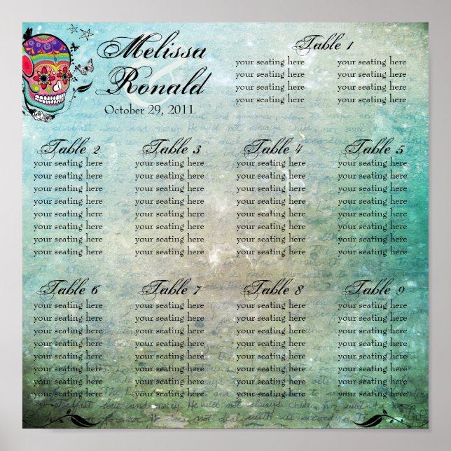 Poster Muerte Day of the Dead Calaveras Sugar Skull Art (Frente)