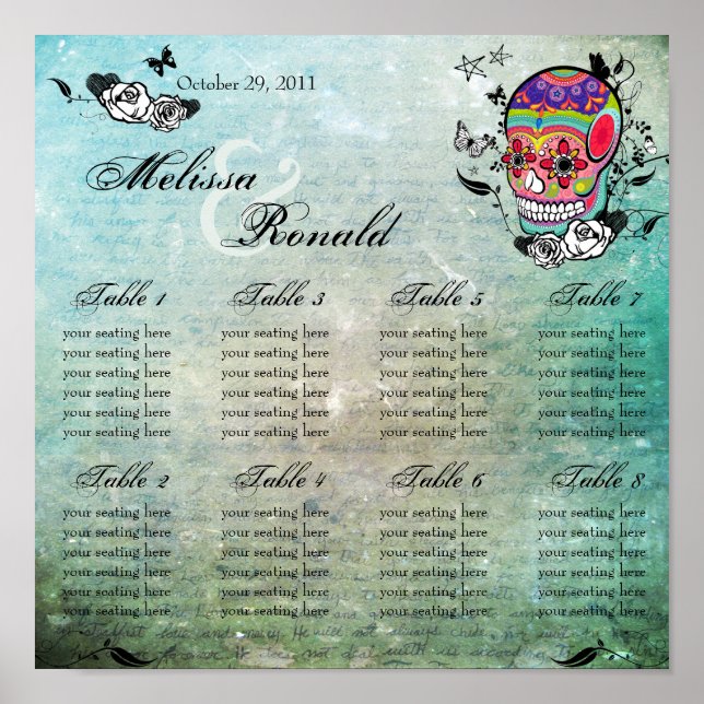 Poster Muerte Day of the Dead Calaveras Sugar Skull Art (Frente)