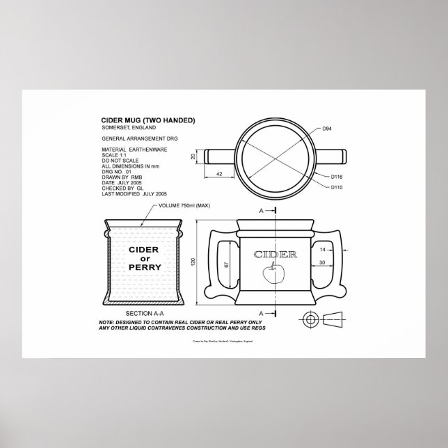 Pôster Mug de sidra tradicional em inglês (Frente)
