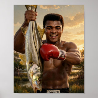 Poster Muhammad Ali Socando um Snook — Arte de Boxe