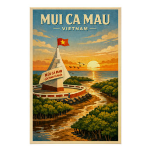 Pôster Mui Ca Mau, Vietnã, em um clássico retrô