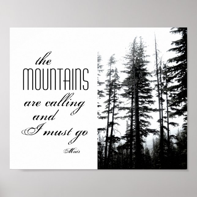 poster Muir cita fotografia a preto e branco (Frente)