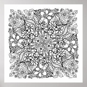 Poster Muitas Flores para Colorir