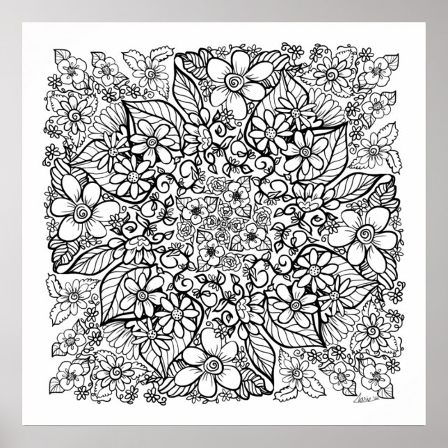 Poster Muitas flores que você cor (Frente)