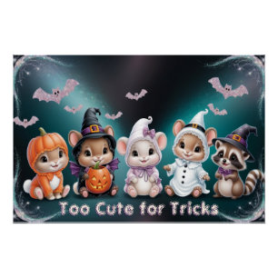 Pôster Muito Fofo Para Truques Animais de Halloween Morce