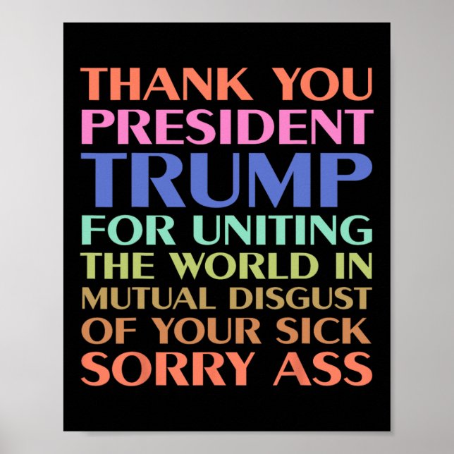 Poster Muito Obrigado, Senhor Presidente Trump, Por Ter U (Frente)