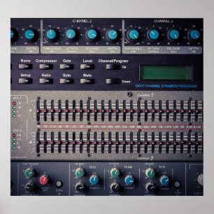 Poster Muitos botões do Mixer de Som Studio