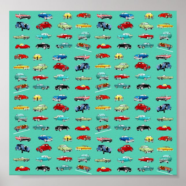 Pôster Muitos carros retrorreflectores (Frente)