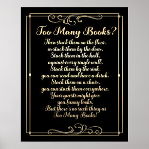 Poster Muitos Livros Poem Preto E Dourado