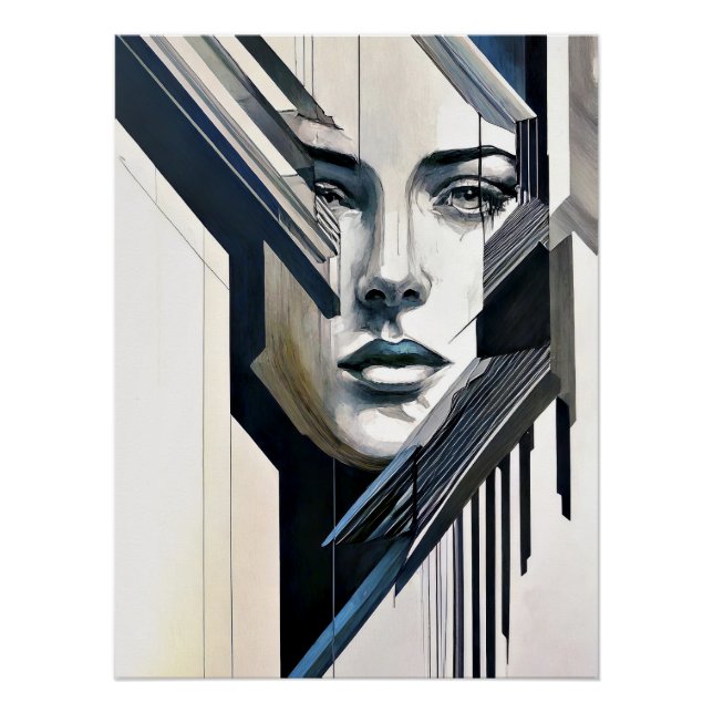 Pôster Mulher abstrata geométrica (Frente)
