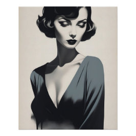 Pôster Mulher Abstrato branca e negra