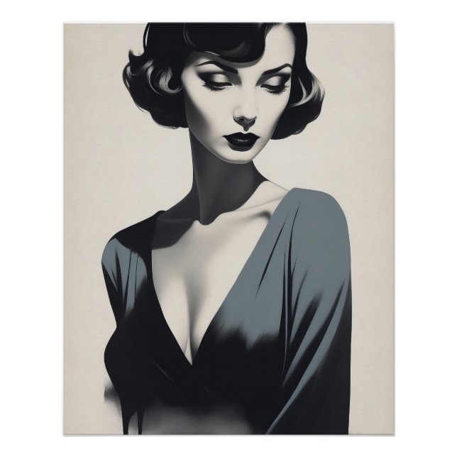 Pôster Mulher Abstrato branca e negra (Frente)