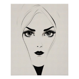 Pôster Mulher Abstrato Branca e Negra Negra