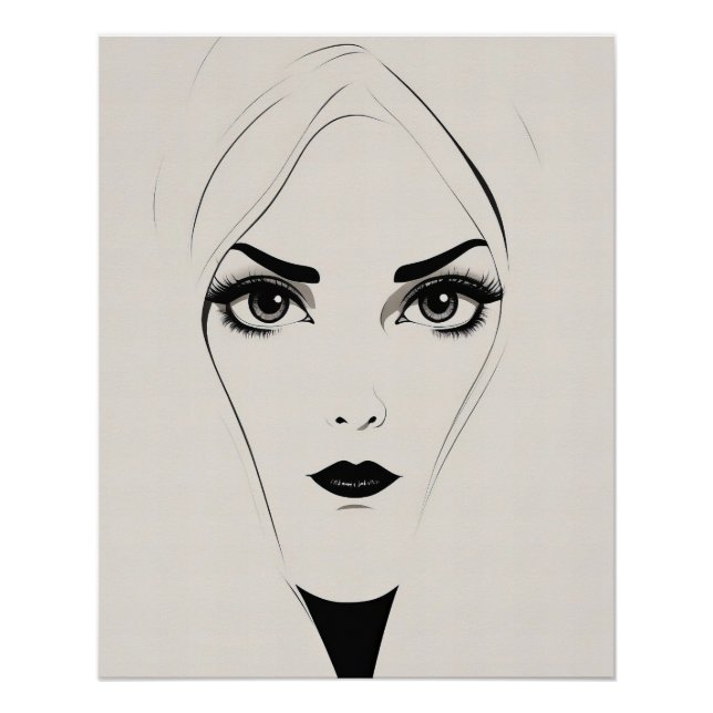 Pôster Mulher Abstrato Branca e Negra Negra (Frente)