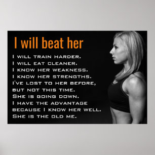 Pôster Mulher Academia Músculos Motivação para Treino d