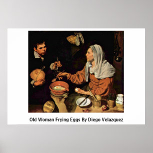 Pôster Mulher adulta que frita ovos por Diego Velázquez