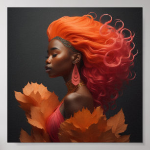 Poster Mulher africana cabelo laranja