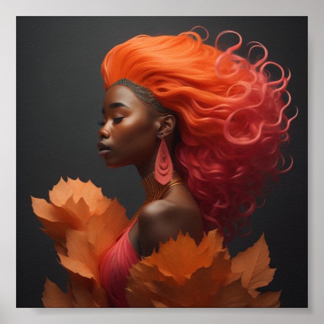 Poster Mulher africana cabelo laranja (Frente)