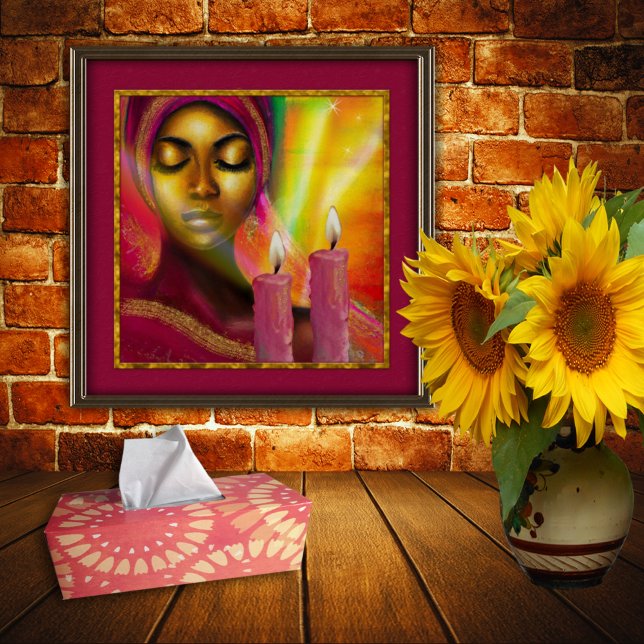 Poster Mulher Africana com Velas e Tela Moderna (Criador carregado)