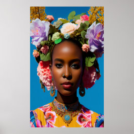 Poster Mulher africana linda com flores