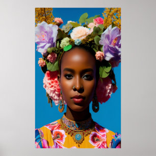 Poster Mulher africana linda com flores