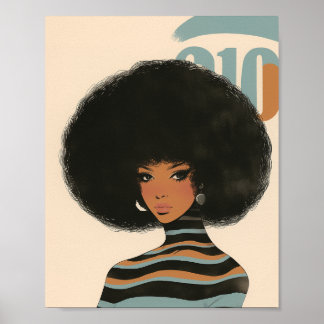 Poster Mulher afro-americana linda com afro