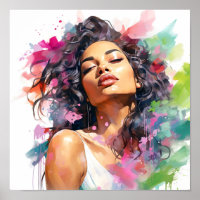 Mulher afro-americana rosa e verde