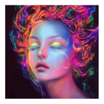 Mulher alienígena com cabelo cósmico