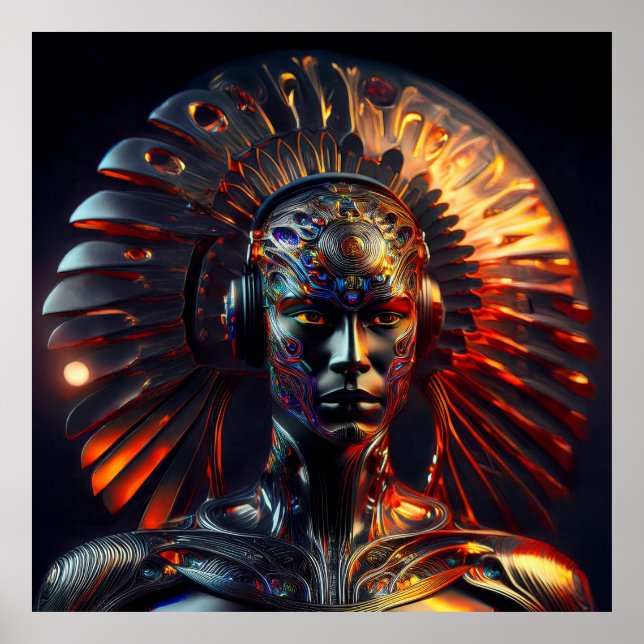 Poster Mulher alienígena com endereço de metal (Frente)