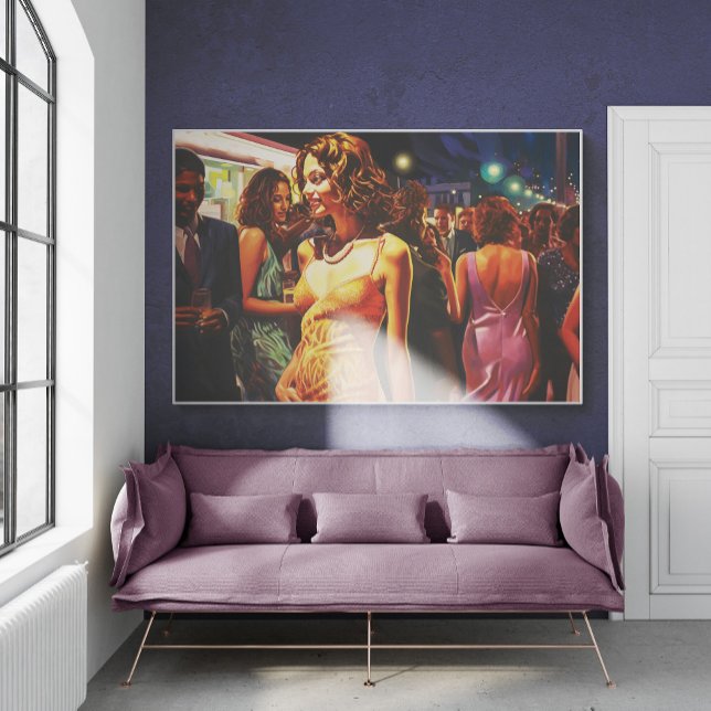 Poster Mulher Andando Pelos Pinos De Pintura Da Multidão  (Criador carregado)