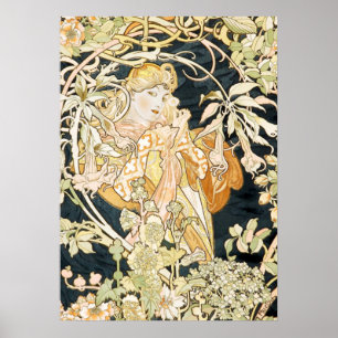 Pôster Mulher Art Nouveau deslumbrante de Alphonse Mucha
