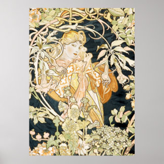 Pôster Mulher Art Nouveau deslumbrante de Alphonse Mucha