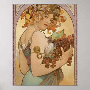 Pôster Mulher Art Nouveau Mucha Linda