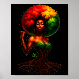 Poster Mulher árvore afro rainha negra orgulho raízes mel