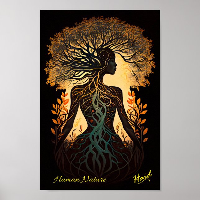 Poster Mulher Árvore Natureza - Gen AI (Frente)