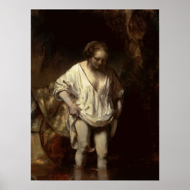 Pôster Mulher Bathing em um Stream, 1654 (Frente)