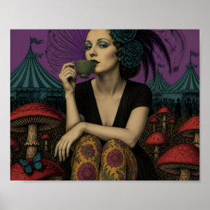 Poster Mulher Bebe Chá no Circo